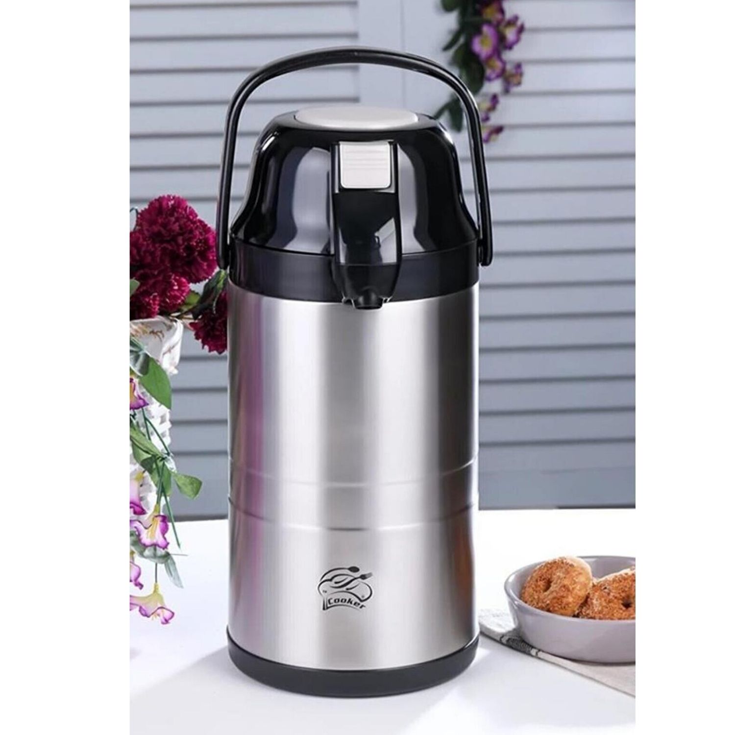 Cooker 2008 3.5 Litre Pompalı Çelik Termos Siyah